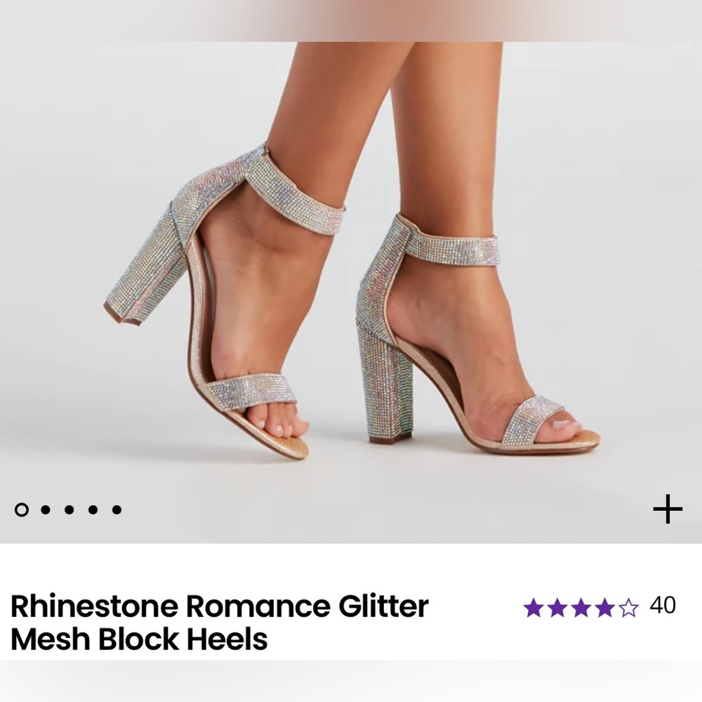 Brand new with tags Rhinestone Glitter Block Heels Champagne colour size 5.5